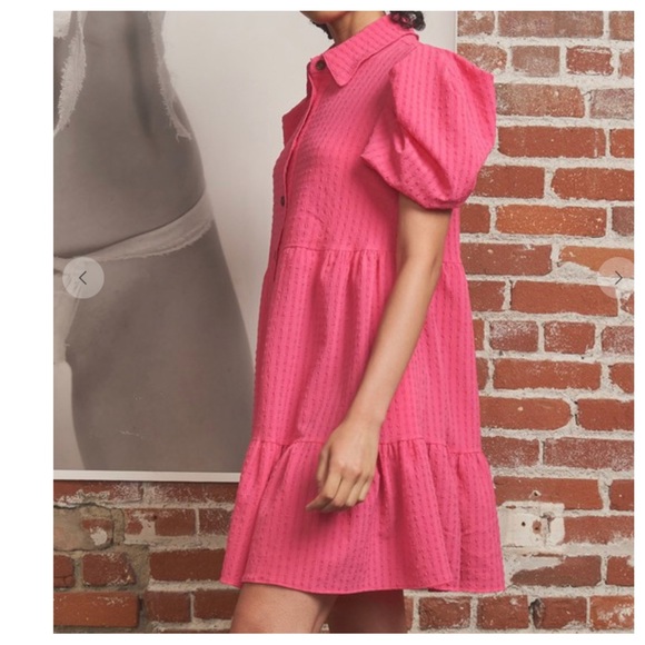 08 Boho Basic Collared Button Down Dress - Picture 3 of 5